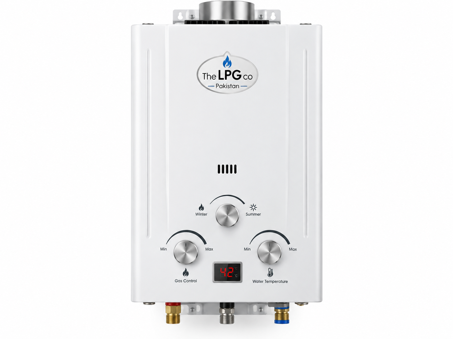 LPG geyser price in Pakistan — wall-mounted LPG instant geyser front view